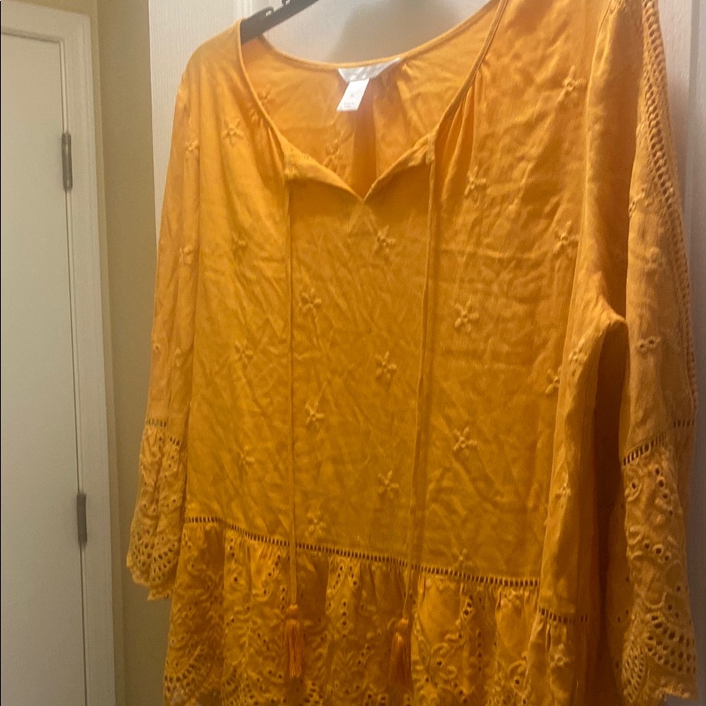Yellow Embroidered Women's Top